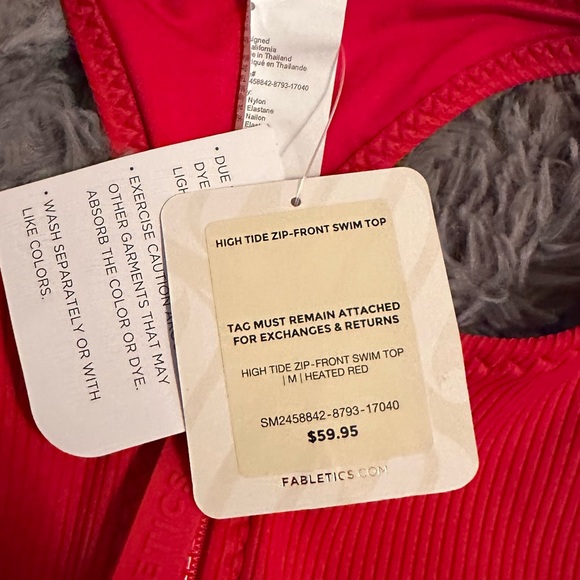 Fabletics Red Zip-Front Swim Top - Picture 4 of 6